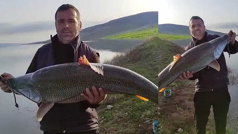 Elazığ Barajı'nda 27 kiloluk turna balığı yakalandı