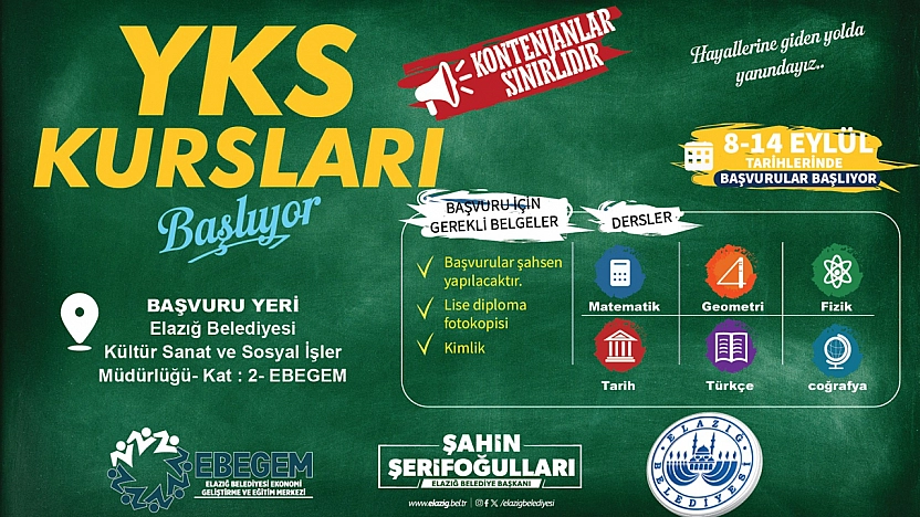 Elazığ Belediyesi'nden ücretsiz YKS kursu