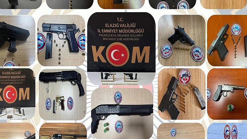 Elazığ'da 75 aranan tutuklandı, 24 ruhsatsız silah ele geçirildi