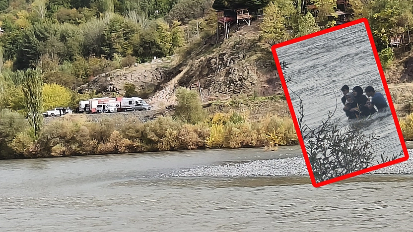 Elazığ'da baraj kapakları açıldı, aile Murat Nehri'nde mahsur kaldı