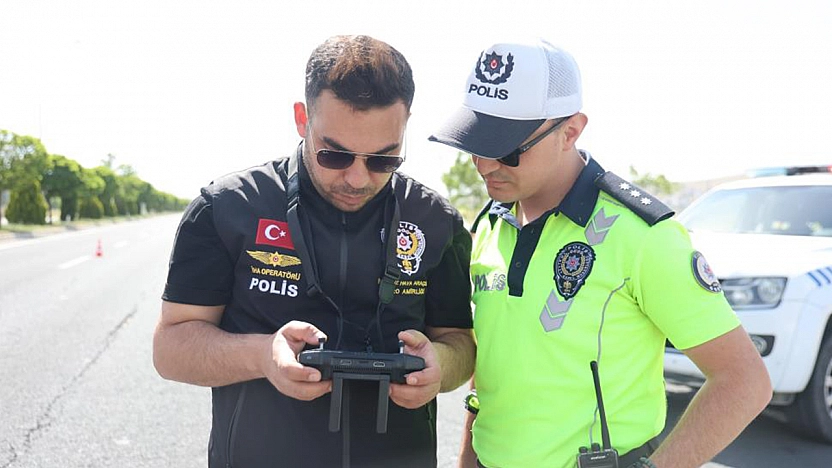 Elazığ'da bayram öncesi dron destekli trafik denetimi
