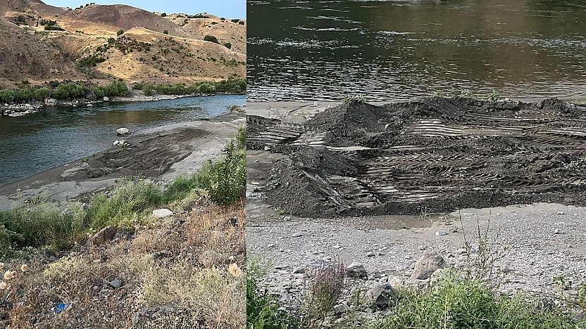 Elazığ'da Murat Nehri kıyısının tahrip edilmesine vatandaşlardan tepki
