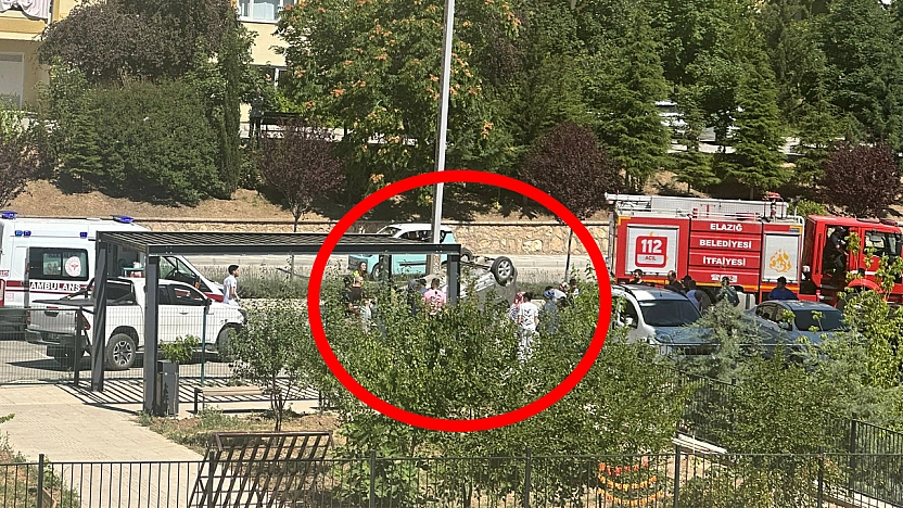 Elazığ'da otomobil takla attı: 2 Yaralı