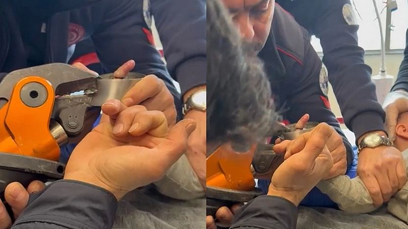 Elazığ'da parmağı çelik küllüğe sıkışan bebeğin imdadına itfaiye yetişti