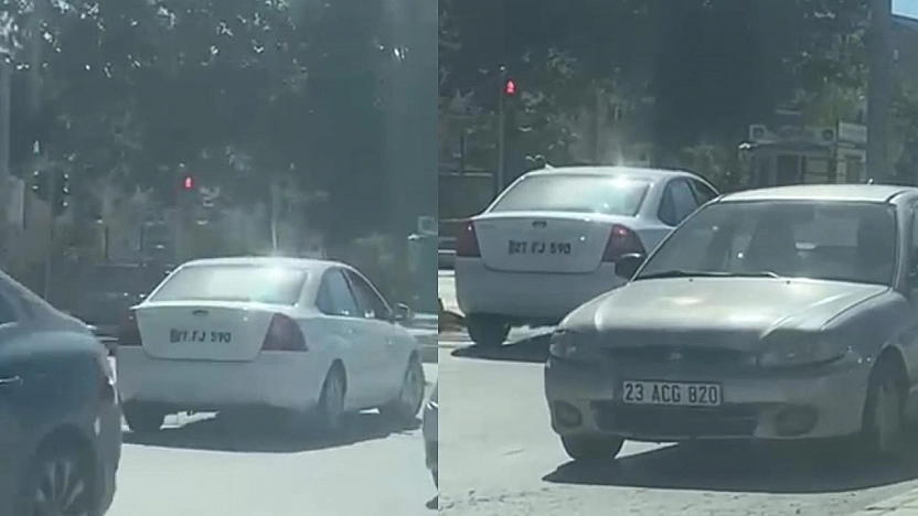 Elazığ'da ters yöne giren araç trafiği tehlikeye attı