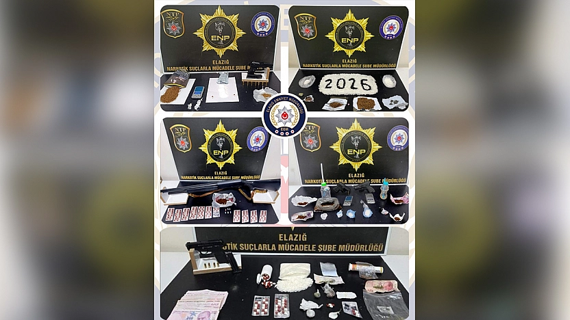 Elazığ'da uyuşturucu ve ruhsatsız silah operasyonları: 17 Tutuklama
