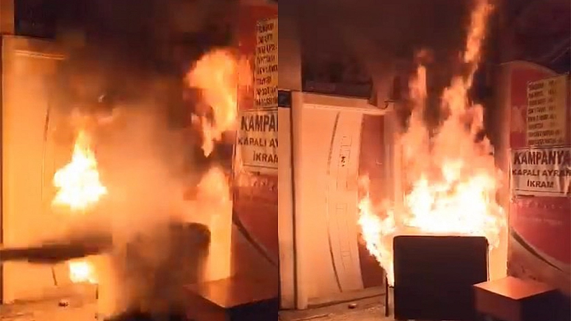 Elazığ'da yanan işletmenin yardımına esnaf yetişti