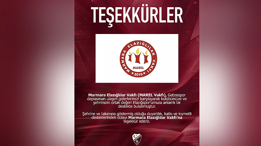 Elazığspor'dan MAREL Vakfı'na teşekkür