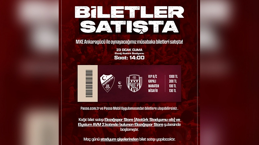 Elazığspor maç bileti satışa sunuldu