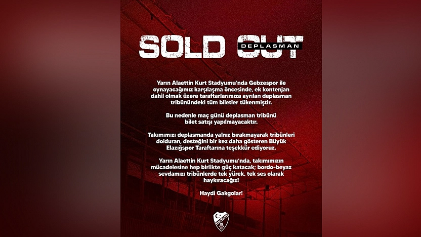Elazığspor taraftarı deplasman tribününü doldurdu: Biletler tükendi