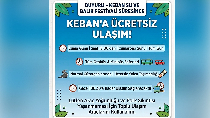 Keban Su ve Balık Festivali'nde ulaşım ücretsiz olacak