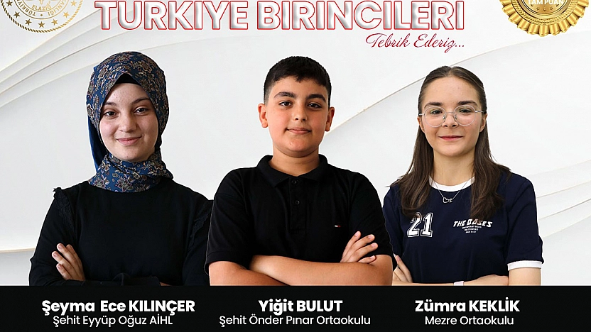 LGS'de Elazığ'dan 3 Türkiye birincisi