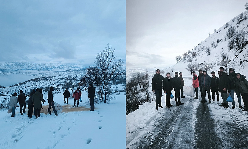 Arıcak'ta zorlu kış günlerinde yaban hayvanları unutulmadı