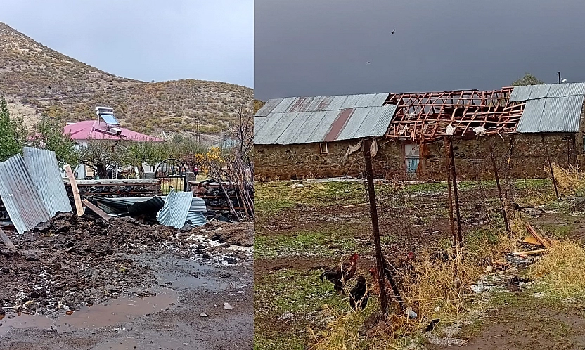 Bingöl'de fırtına çatıları uçurdu