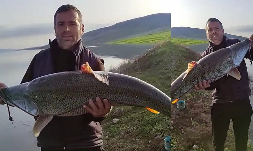 Elazığ Barajı'nda 27 kiloluk turna balığı yakalandı