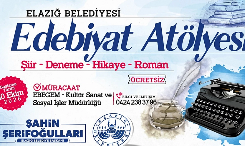 Elazığ Belediyesi'nin Edebiyat Atölyesi başvuruları başladı
