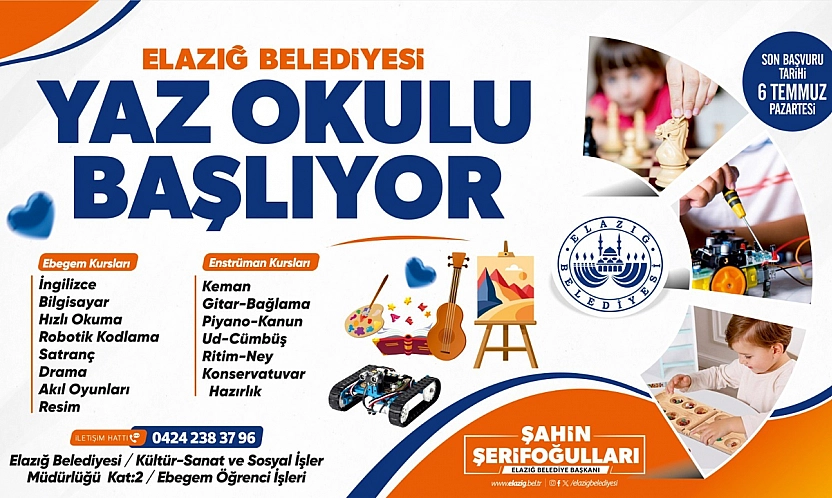 Elazığ Belediyesi yaz okulu için kayıtlar devam ediyor