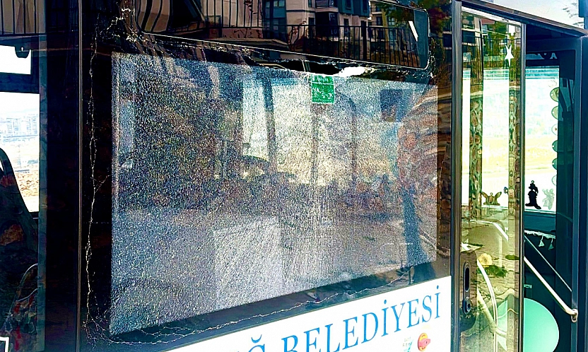 Elazığ'da 65 yaşındaki yolcu, otobüsün camını bastonuyla kırdı