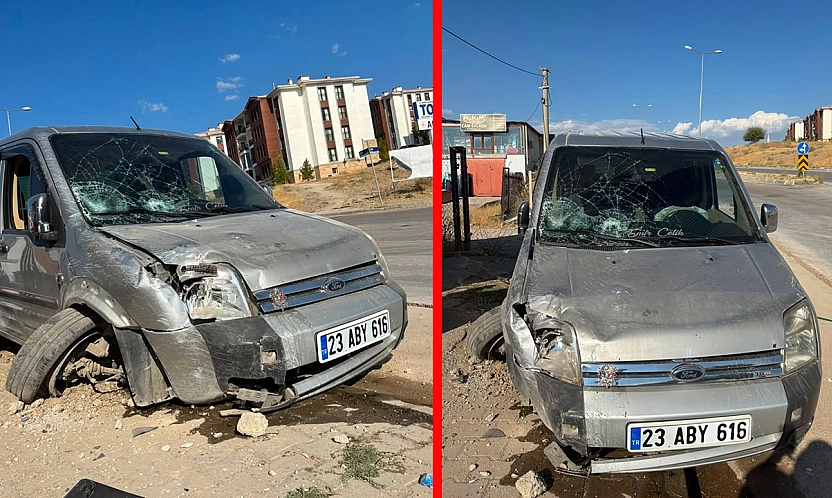 Elazığ'da araç kaldırıma çarptı: 1 yaralı