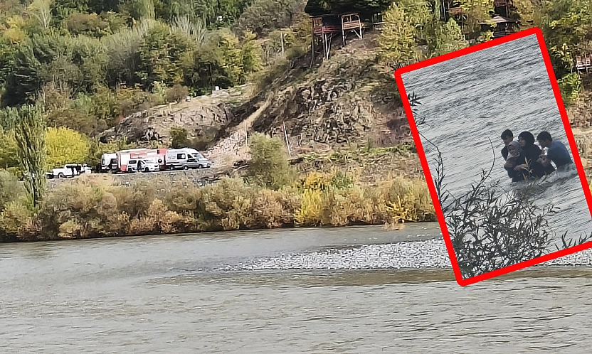 Elazığ'da baraj kapakları açıldı, aile Murat Nehri'nde mahsur kaldı