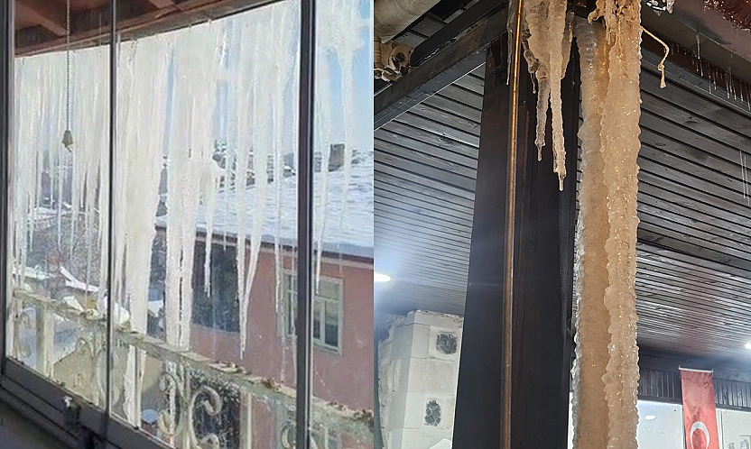 Elazığ'da dondurucu soğuk: Karakoçan'da metrelerce buz sarkıtı oluştu