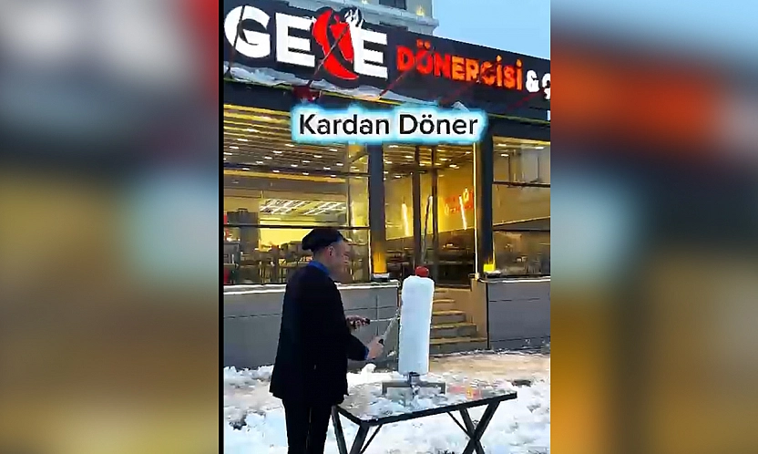 Elazığ'da Gece Dönercisi'nden kardan döner sürprizi