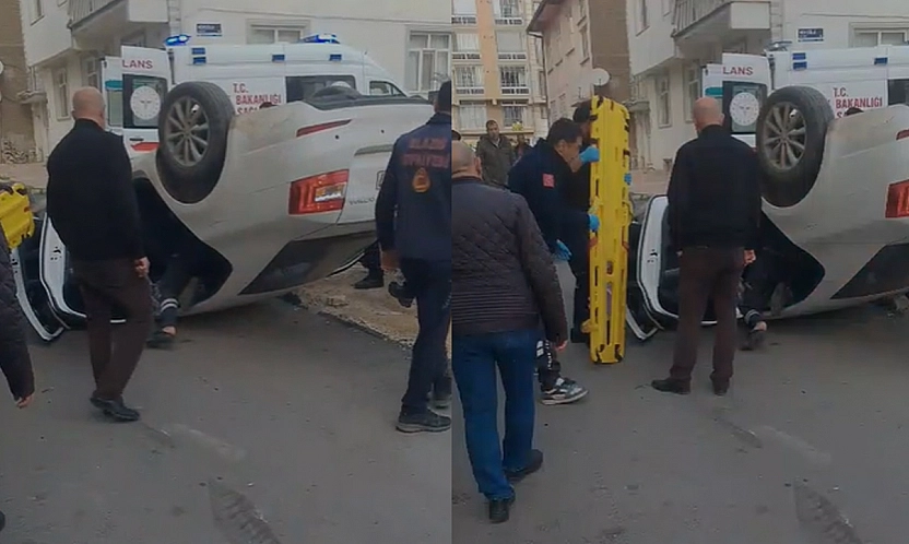 Elazığ'da korkutan kaza: Otomobil takla attı!