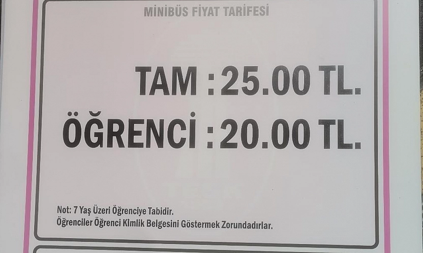 Elazığ'da minibüs ücretlerine zam yapıldı