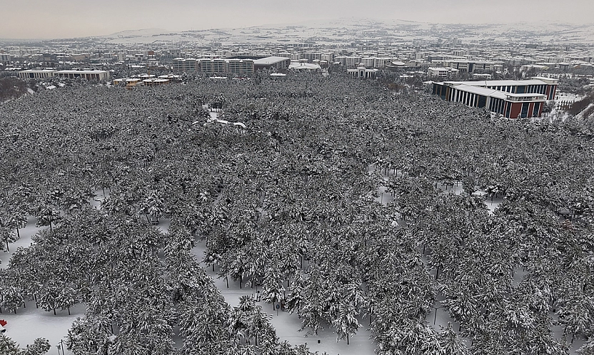 Elazığ'da şehir merkezinde kış manzarası