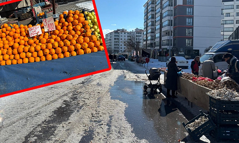 Elazığ'da soğuk ve rüzgara rağmen pazar kuruldu, fiyatlar sabit kaldı