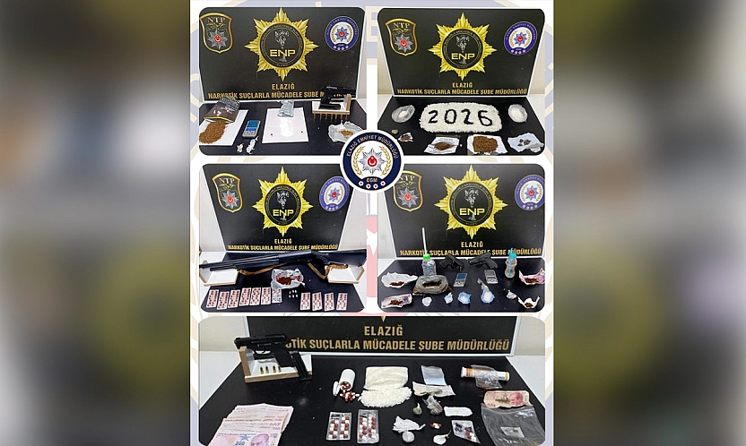 Elazığ'da uyuşturucu ve ruhsatsız silah operasyonları: 17 Tutuklama