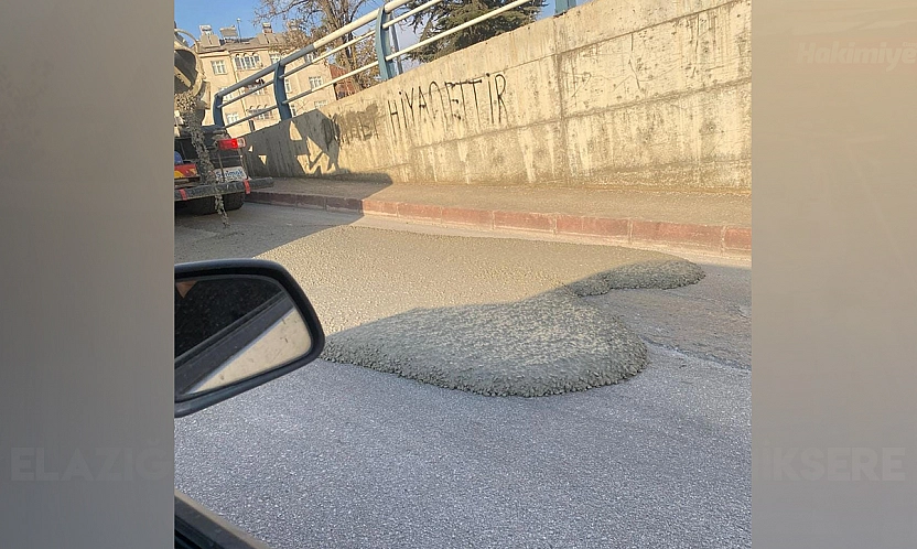 Elazığ'da yola beton döken miksere 668 bin lira ceza kesildi