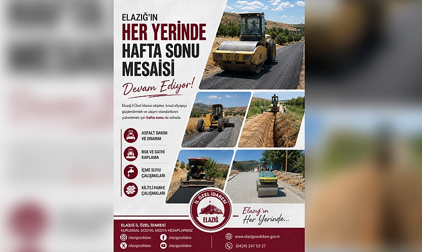 Elazığ İl Özel İdaresi'nde hafta sonu mesaisi