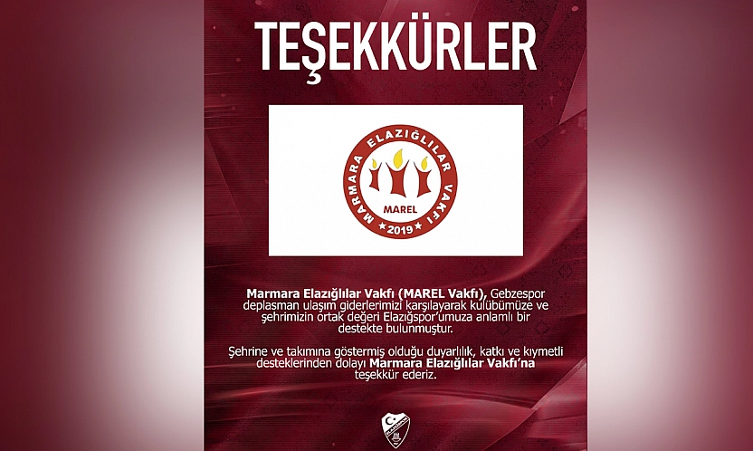 Elazığspor'dan MAREL Vakfı'na teşekkür