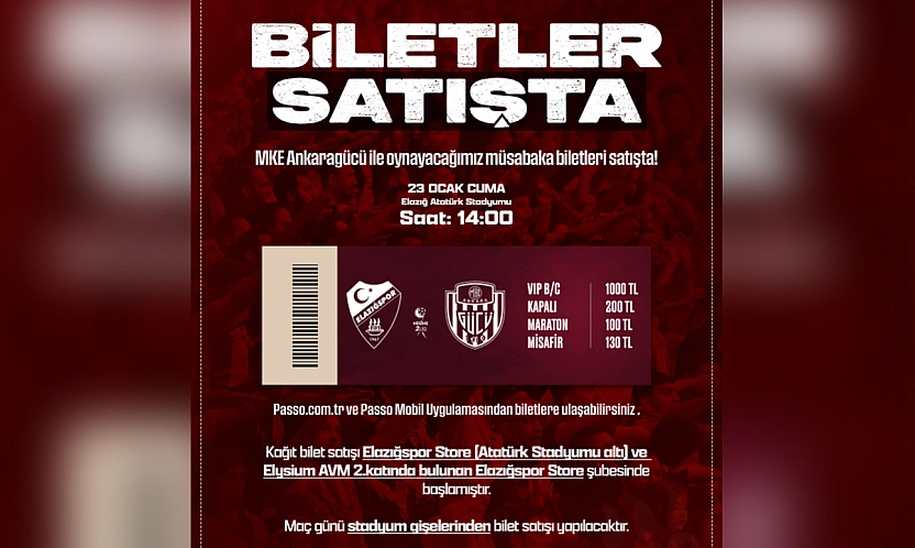 Elazığspor maç bileti satışa sunuldu
