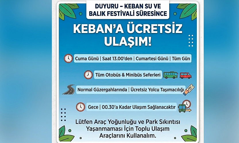 Keban Su ve Balık Festivali'nde ulaşım ücretsiz olacak