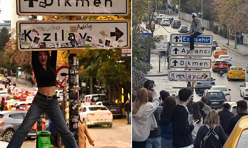viral olan tabelanın etrafına dikenli tel çekildi