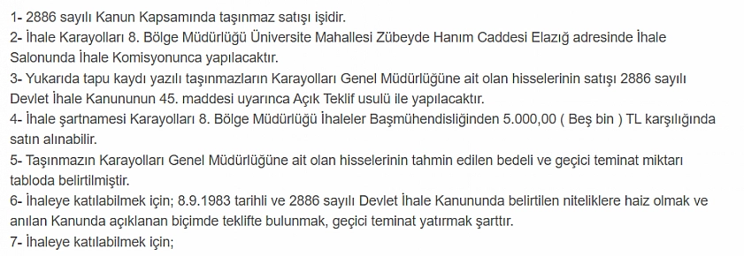 Elazığ Merkez'de arsa satışı yapılacak! 25 bin TL geçici teminat ile satılacak