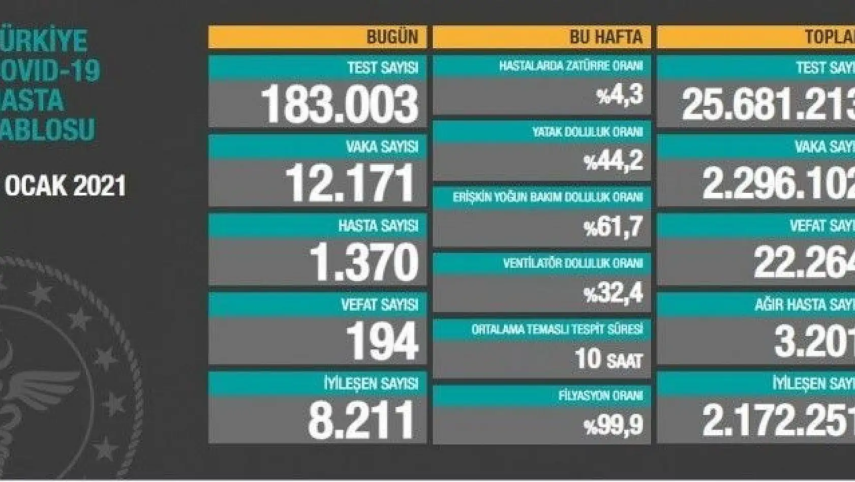 Türkiye'de son 24 saatte 12.171 koronavirüs vakası tespit edildi