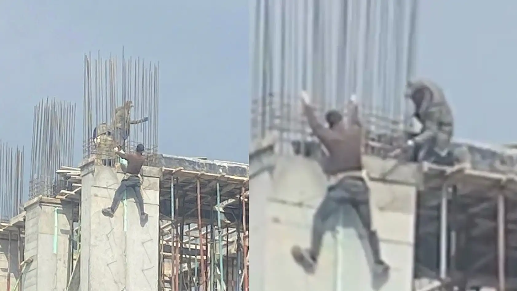 Elazığ'da Örümcek Adam'ı Andıran İşçi Kamerada