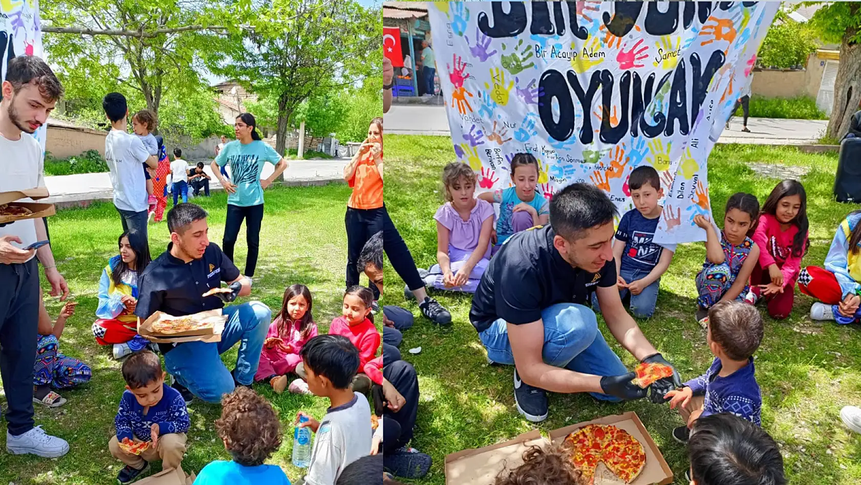 Elazığ'da Parkta Eğlenen Çocuklara Pizza Sürprizi