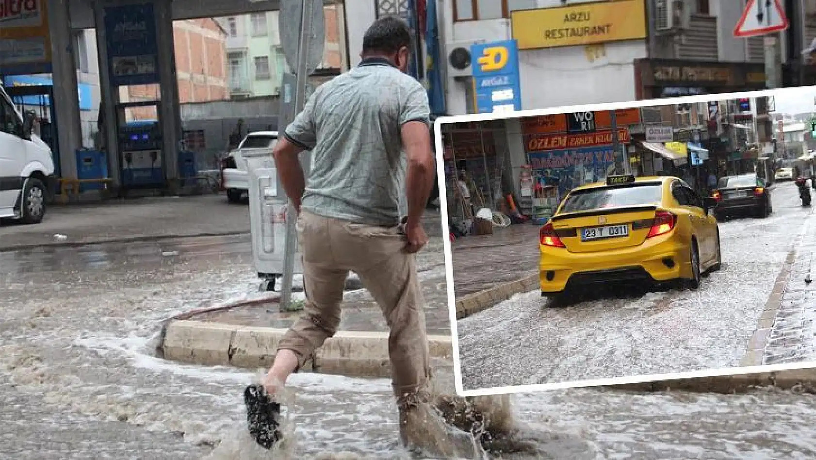 Elazığ'da sağanak yağış etkili oldu, yollar nehre döndü