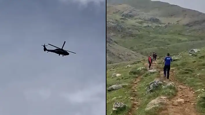 Dağda Attan Düşen Kadın Helikopterle Hastaneye Kaldırıldı