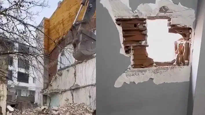 Hasarlı Binayı Yıkarken Sağlam Binaya Zarar Verdiler