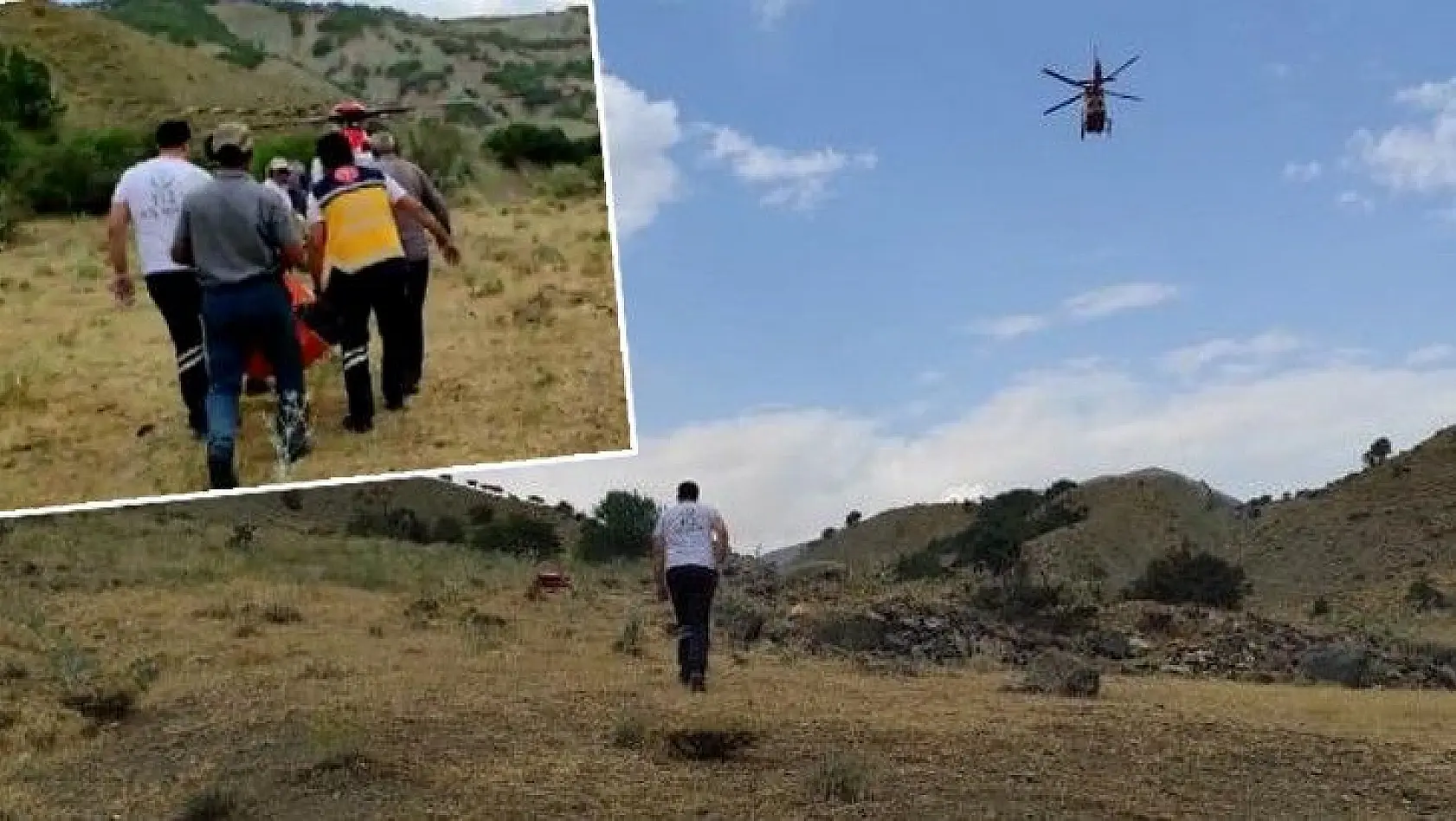 Dağda rahatsızlanan çobanın imdadına ambulans helikopter yetişti