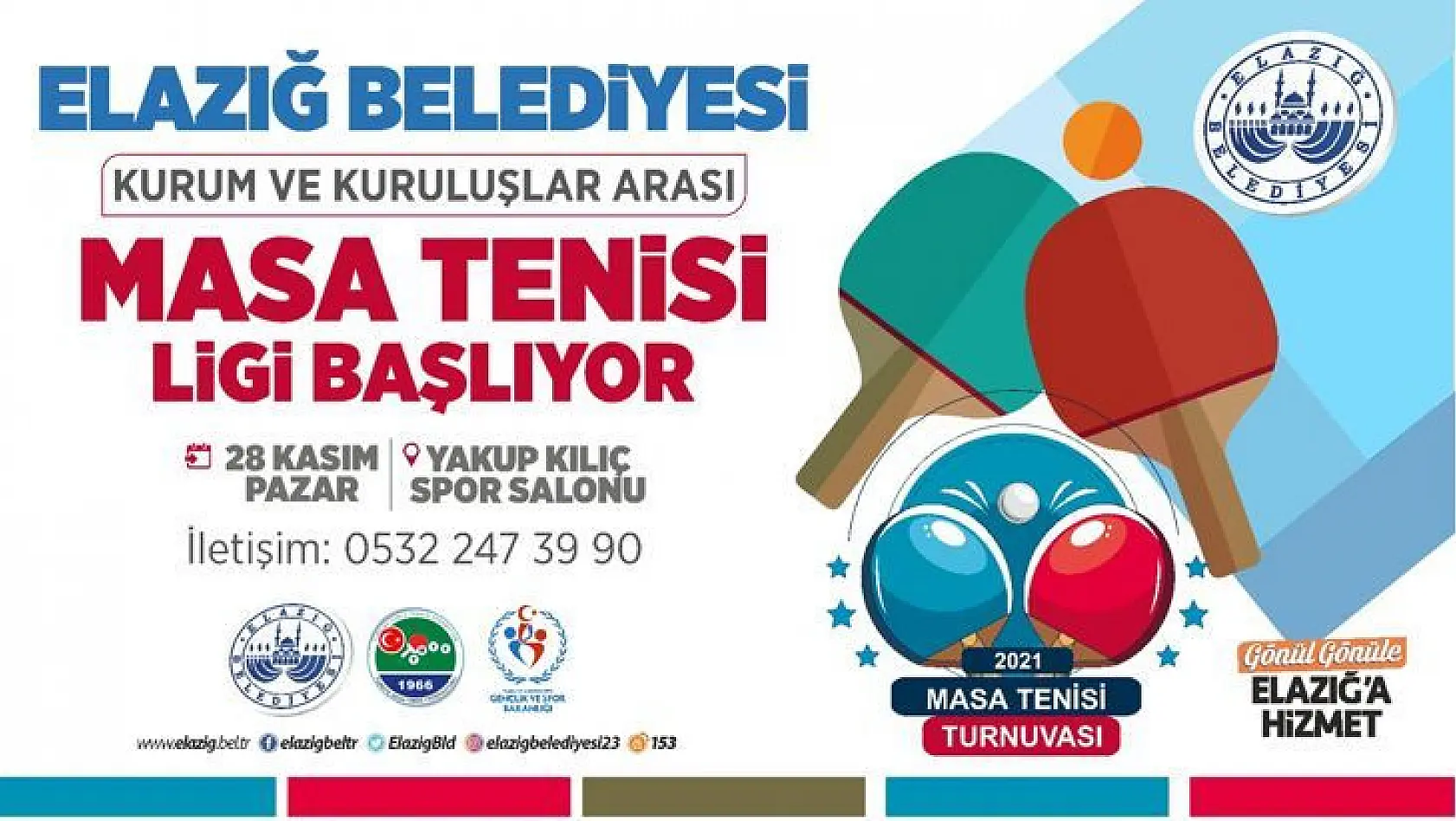 Elazığ Belediyesi Masa Tenisi Turnuvası Düzenleyecek