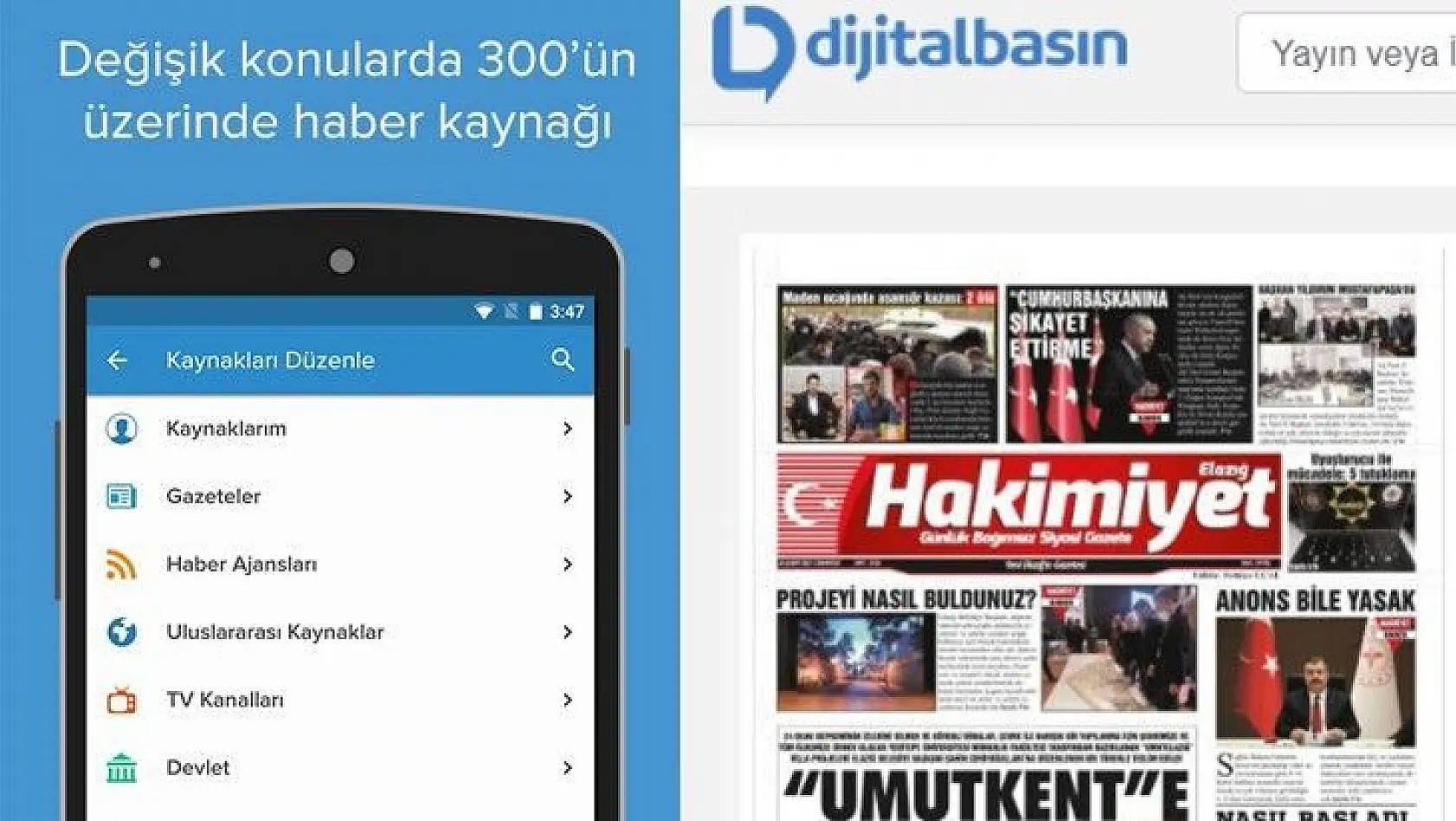 Elazığ'ın dijital gazetesi 'Hakimiyet' artık nabız ve dijitalbasın'da