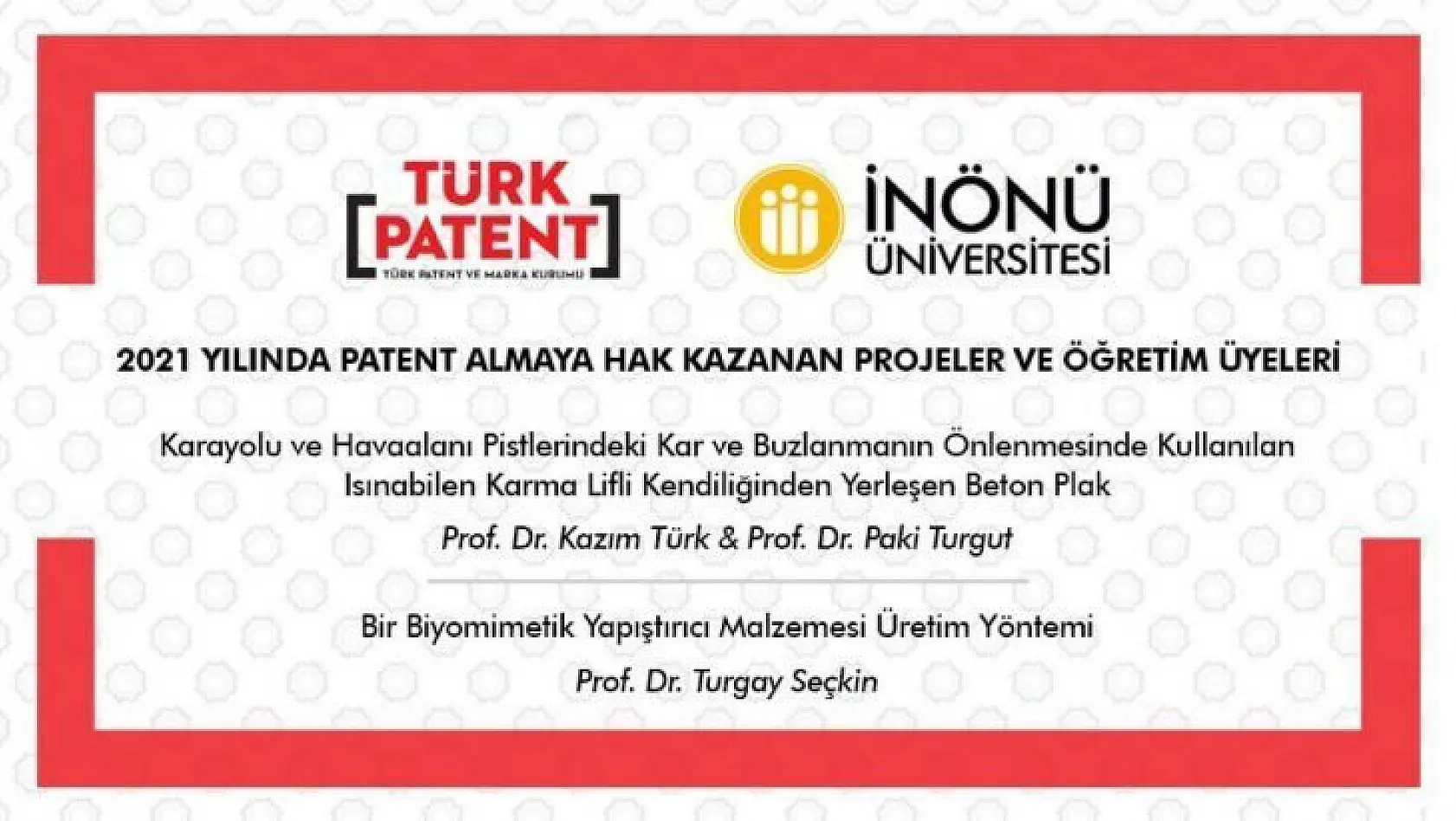 İnönü Üniversitesi'nde 2 proje patent aldı