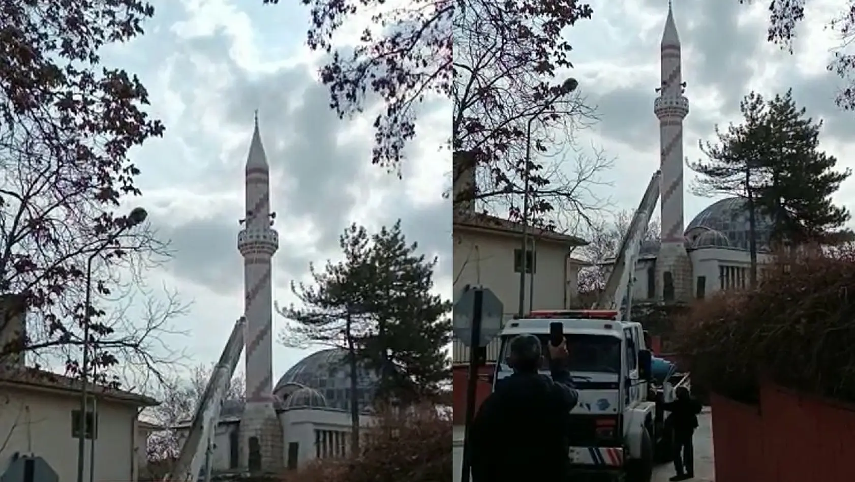 Karayolları Cami'nin Minaresi Güvenlik Tedbirleriyle Yıkıldı