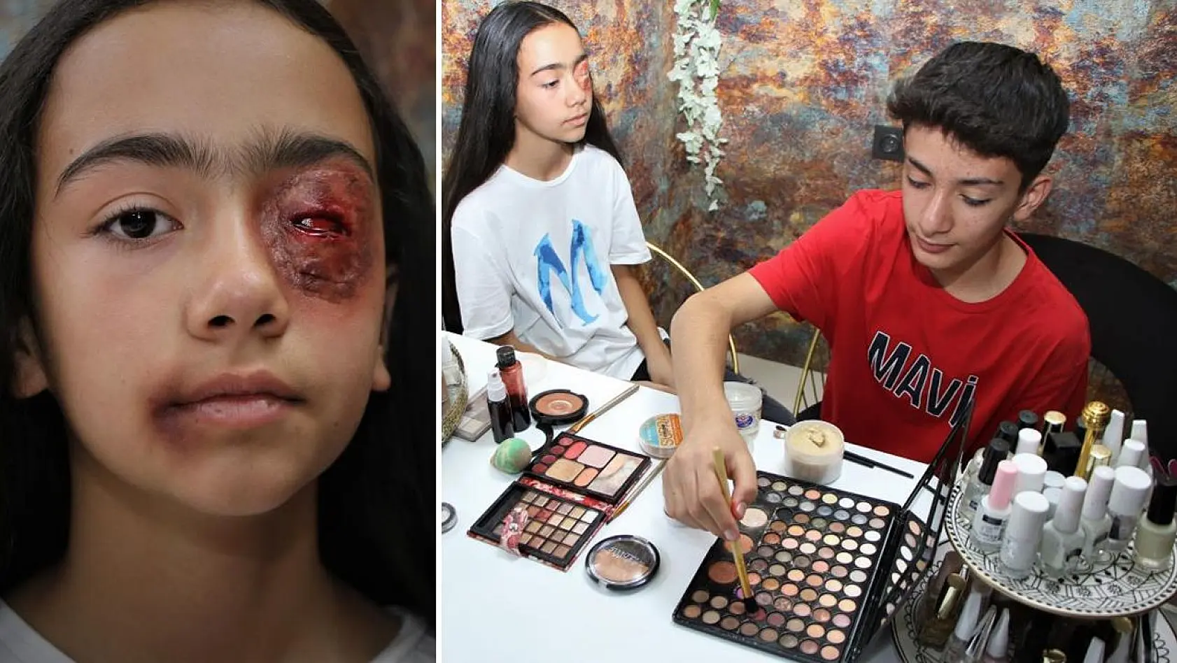 13 yaşındaki Efe yaptığı makyajla profesyonellere taş çıkartıyor